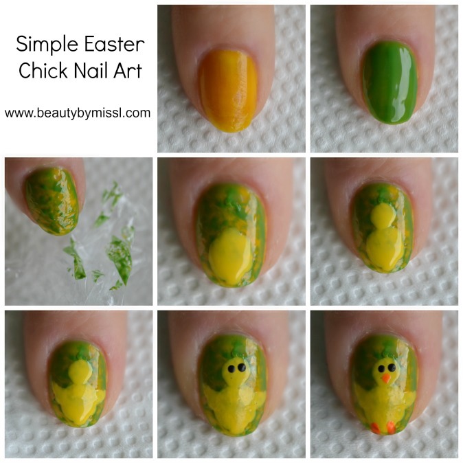 Simple Easter Chick Nail Art tutorial