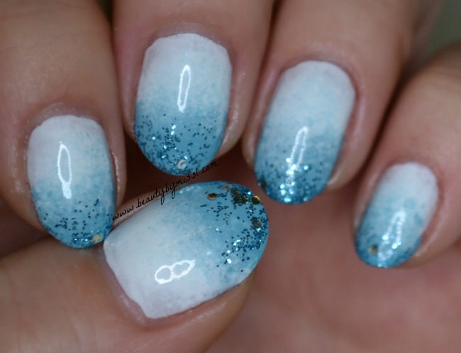 ice blue and white nails