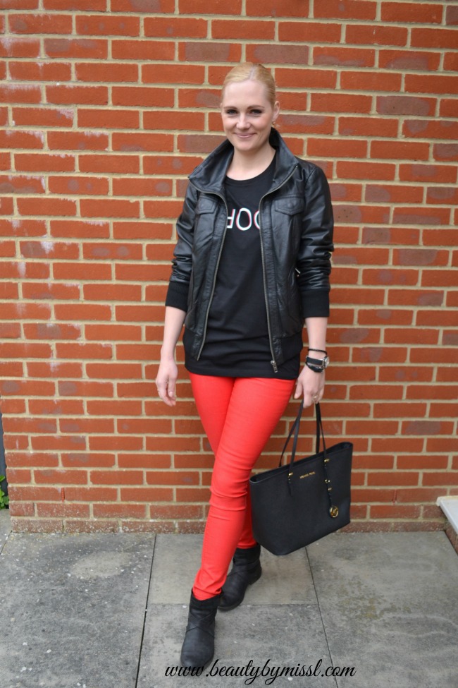 comfy black and red outfit
