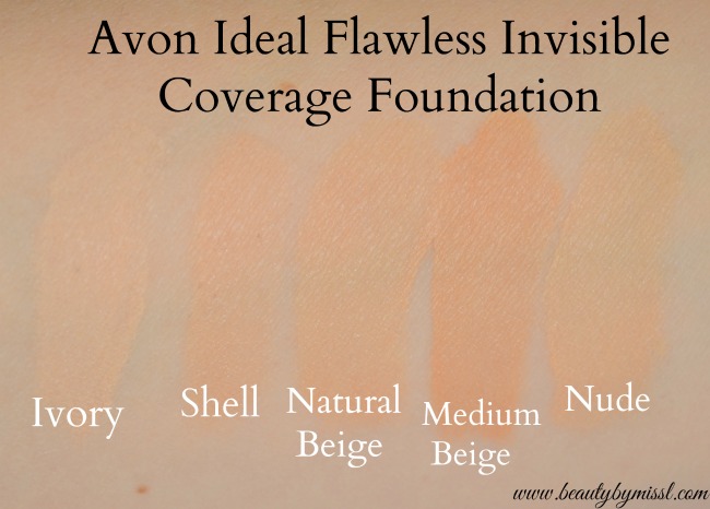 Avon Ideal Flawless Invisible Coverage Foundation swatches
