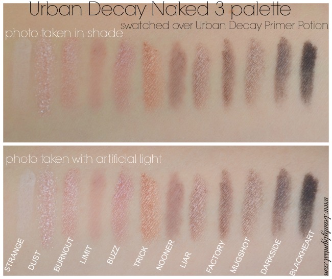 Urban Decay Naked 3 swatches