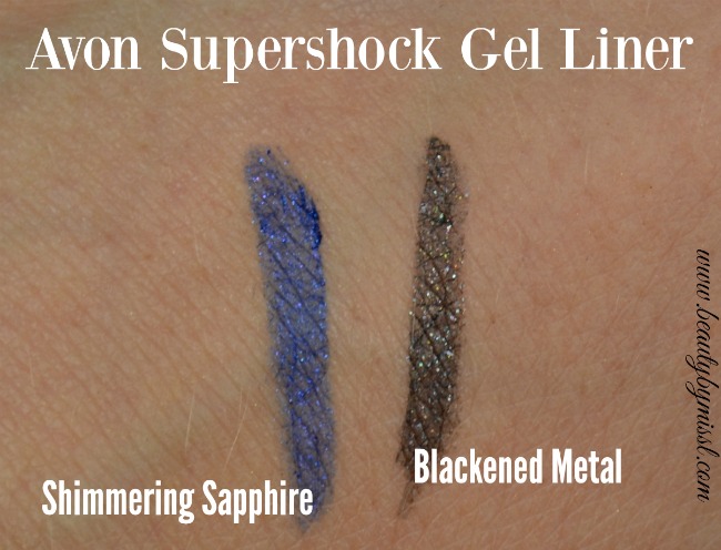Avon Supershock Gel Liner - Blackened Metal & Shimmering Sapphire swatches