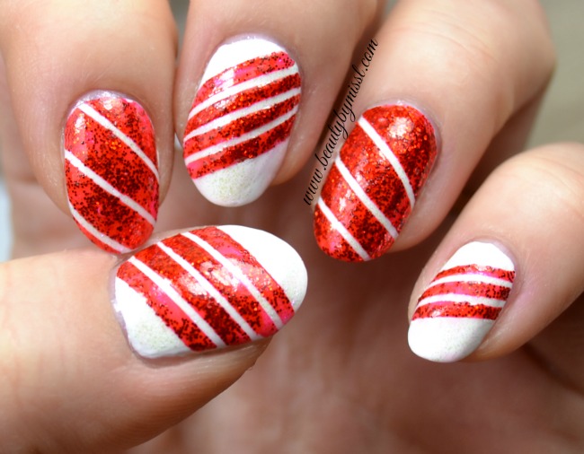 #12DaysofChristmasNailArt: Candy Cane nails - Beauty by Miss L