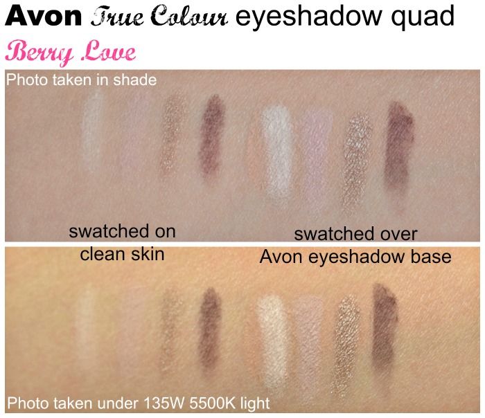 Avon True Colour eyeshadow quad Berry Love swatches