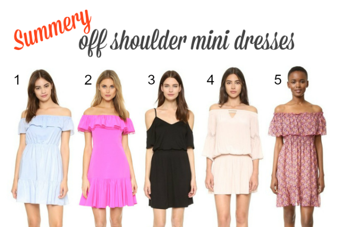 summery off shoulder mini dresses