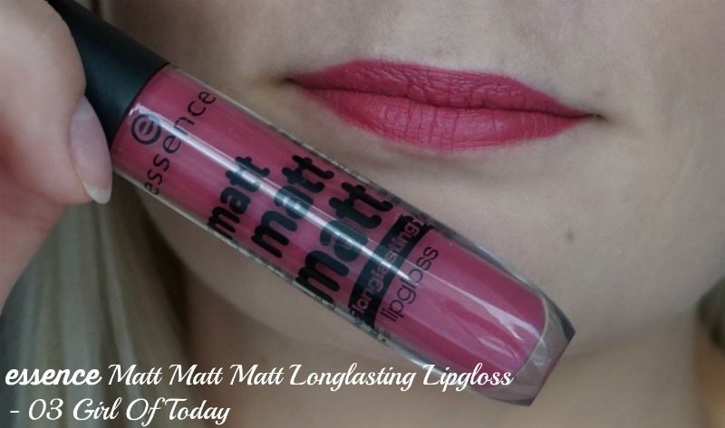 Essence Matt Matt Matt Longlasting Lipgloss 03 Girl Of Today swatches and review