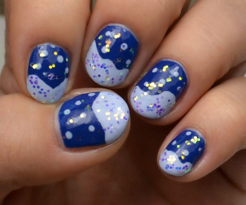 Winter nails featuring Avon Gel Shine polishes & nail art glitter
