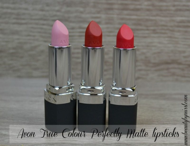 Avon True Colour Perfectly Matte lipsticks in Posh Petal, Red Supreme and Ruby Kiss swatches & review