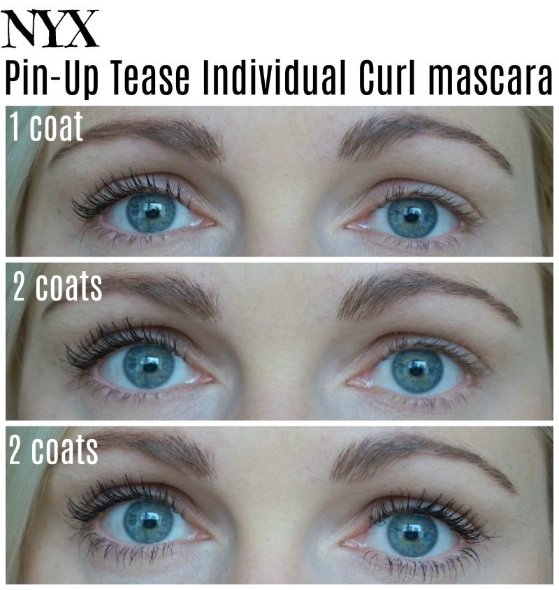 NYX Pin-Up Tease Individual Curl mascara on my lashes