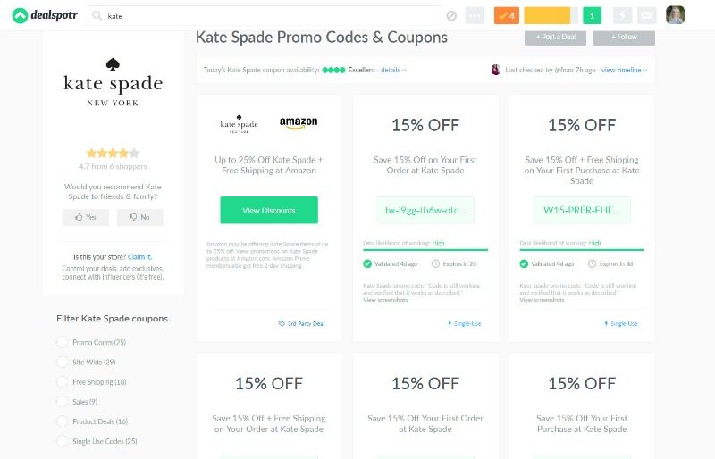 Kate Spade deals and coupons on Dealspotr
