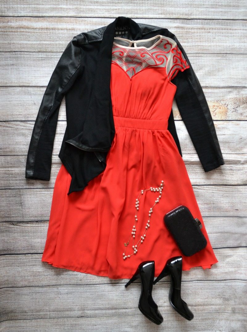 Red and black Christmas Party outfit idea