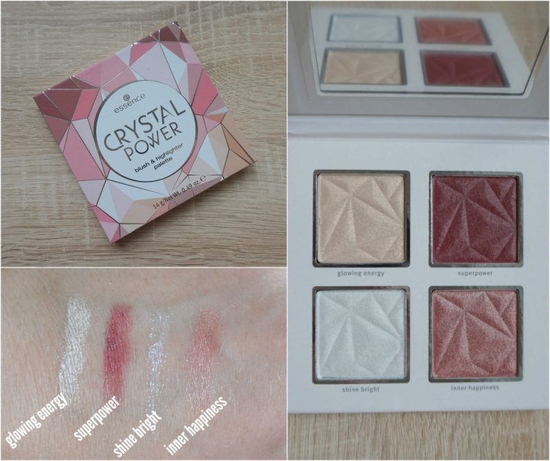 Essence cosmetics crystal power blush & highlighter palette swatches
