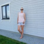 Striped shorts and broderie top & link up