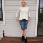 White lace detail top and denim skirt & weekly link up