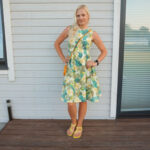 Floral print dress & yellow sandals & weekly link-up #229